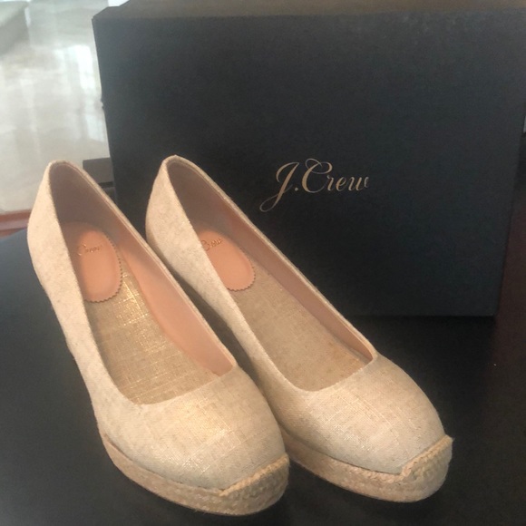 J. Crew Shoes - J.Crew Metallic Canvas Espadrille Wedges NWT